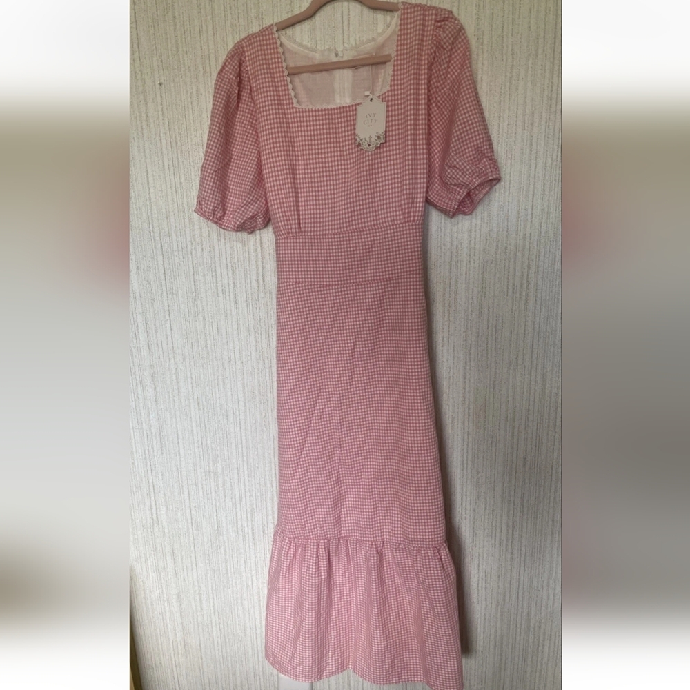 NWT Ivy City Size 16 Hannah Dress In Pink Gingham